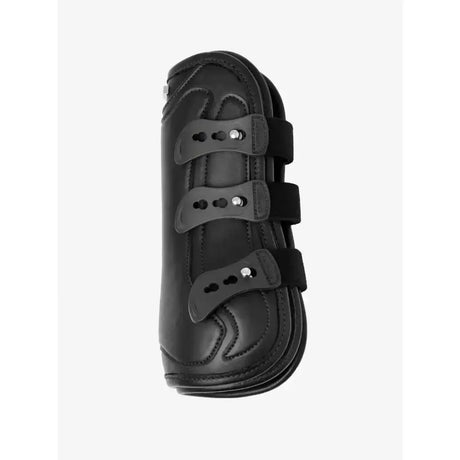 Black leather lemieux capella strap tendon boots black with three adjustable straps and silver-toned buckles