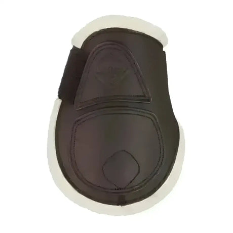 Black leather lemieux capella comfort fetlock boot with white fleece lining and stitched panel design for cutting edge protection