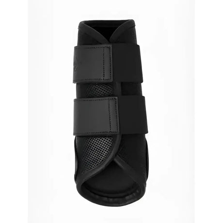 Black lemieux capella leather brushing boots with mesh panels and adjustable velcro straps for hoof protection