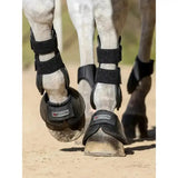 Black lemieux carbonite over-reach boots with adjustable velcro straps and strong ballistic outer glossy finish