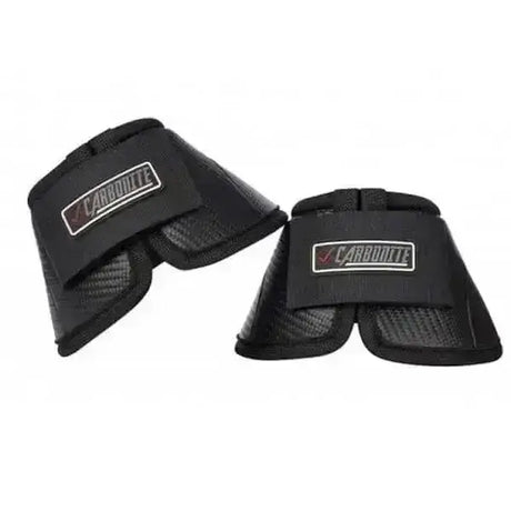 Black lemieux carbonite over reach boots with strong ballistic outer and carbon-fiber textured design and logo patches