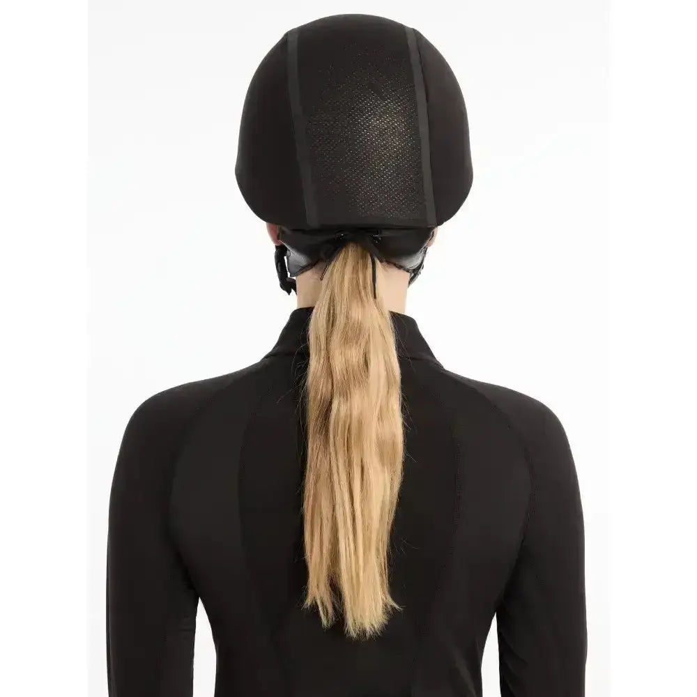 Black equestrian lemieux carmine hat silk black with textured matte finish and subtle vertical seam detailing