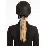 Black equestrian lemieux carmine hat silk black with textured matte finish and subtle vertical seam detailing