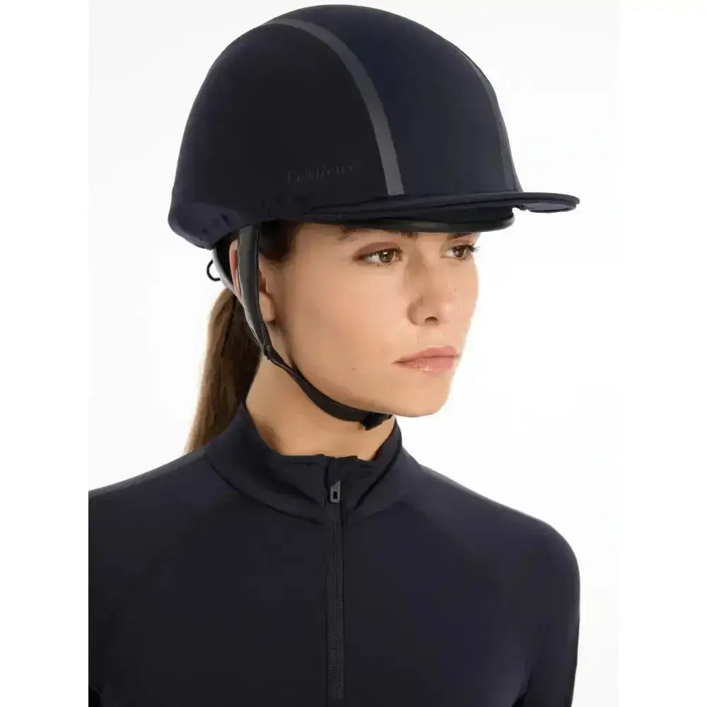 Black lemieux carmine hat with sleek smooth finish subtle gray stripe perfect for hat silk navy style