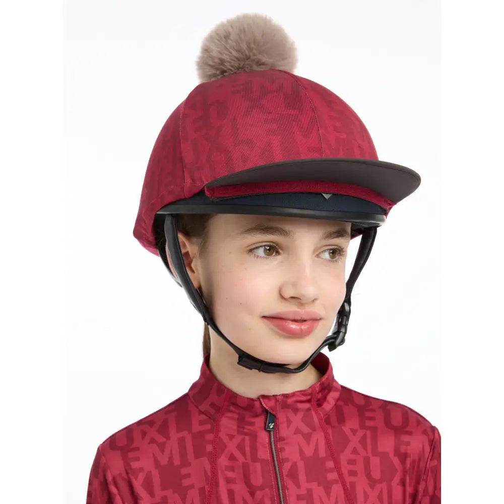 Red Lemieux Casey Hat Silk Ember with fuzzy pom-pom for stylish equestrian riders