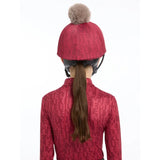 Red Lemieux Casey Hat Silk Ember with fluffy pom-pom for stylish equestrian wear