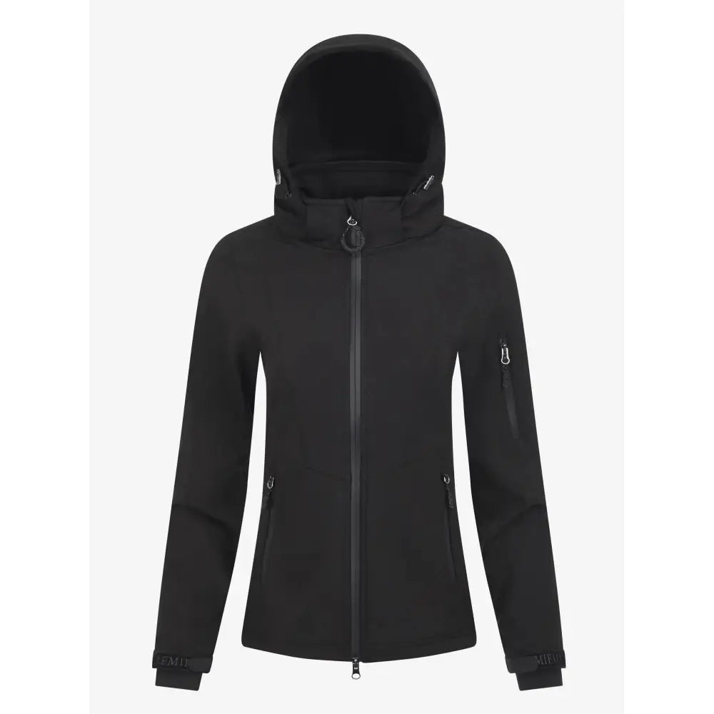 Black women’s lemieux celine soft shell jacket black with waterproof softshell fabric detachable hood and zippered pockets