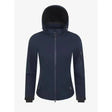 Navy blue lemieux celine soft shell jacket with hood black interior lining and zippered pockets for women