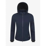 Navy blue lemieux celine soft shell jacket with hood black interior lining and zippered pockets for women