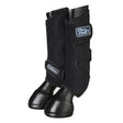 Black lemieux chill tendon boots with close fitting ice boots design and adjustable padded straps for horse legs