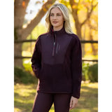 A dark purple lemieux clara hybrid full zip fleece jacket with a subtle logo on the left chest in damson color