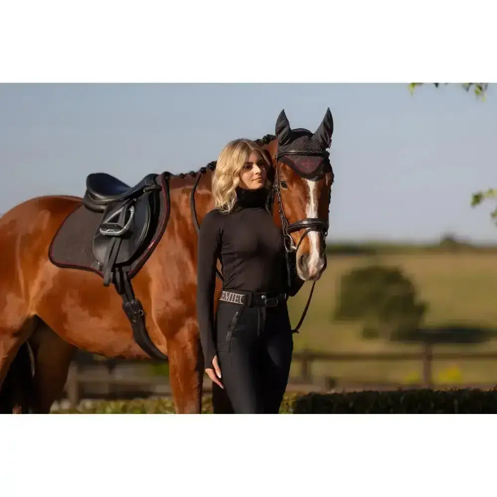 Black lemieux classic fly hood cinder with sleek high neck fit and subtle side cutouts for riding comfort