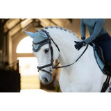 Light blue lemieux classic fly mesh hood with black trim and small logo on the side perfect for fly hood glacier use
