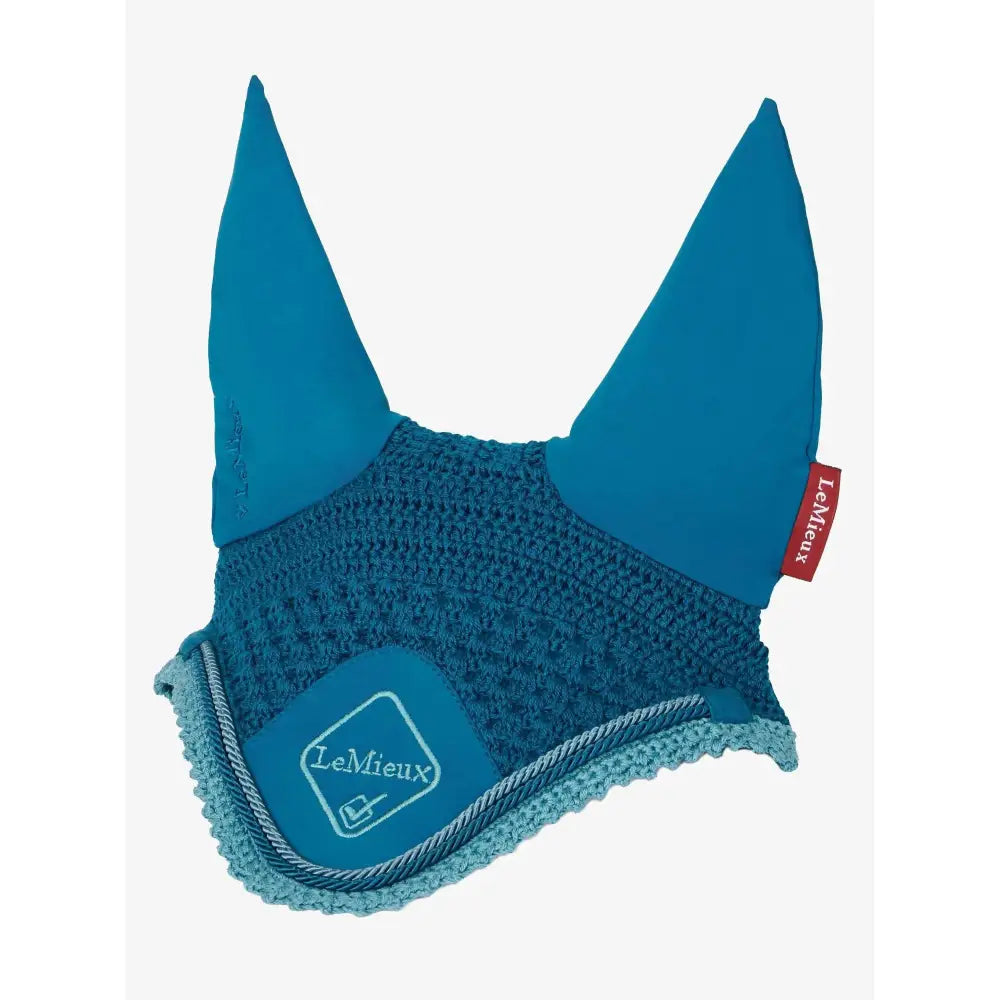 Teal lemieux classic fly hood with knitted mesh body and solid fabric ears for beautiful ears offer
