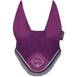 Purple lemieux classic fly hood with textured knit body, solid fabric ears, and gray trim perfect for riding