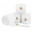 White lemieux classic polo bandages rolled neatly with red diamond logo made from soft fleece for comfortable support