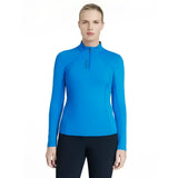 Bright blue lemieux classique long-sleeved quarter-zip athletic top in benetton blue classic base layer style