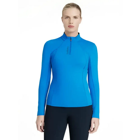 Bright blue lemieux classique long-sleeved quarter-zip athletic top in benetton blue classic base layer style