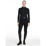 Black long sleeved lemieux classique base layer with high collar and zipper paired with matching black boots