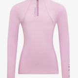 A soft pink lemieux classique base layer fondant long sleeve top with quarter zip and subtle chest branding