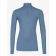 A sleek light blue lemieux classique base long-sleeved athletic top with high collar and half-zip front perfect for layering