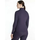 Navy blue lemieux classique base long-sleeved performance top with lechreux branding on left sleeve base layer juniper