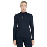 Navy long-sleeved performance top with subtle chest and sleeve branding lemieux classique base layer