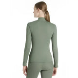 Olive green long-sleeved high neck athletic top lemieux classique base layer rosemary for layering and workouts