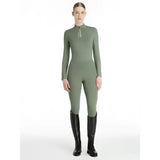 Lemieux classique base olive green full-body jumpsuit with high collar and zipper detail base layer rosemary