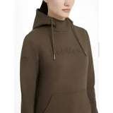 Dark olive green lemieux classique hoodie alpine with hood and subtle embroidered logo on the chest