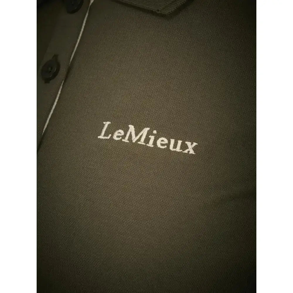 Dark gray textured lemieux classique polo shirt with comfortable quick-drying cotton and white embroidered logo