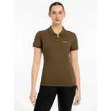 Olive green lemieux classique polo shirt with collar button placket subtle embroidery quick-drying comfortable cotton