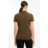 Olive green lemieux classique polo shirt with subtle logo on left sleeve made of comfortable quick-drying cotton