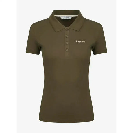 Olive green lemieux classique polo shirt with classic collar and subtle embroidery made from comfortable quick-drying cotton