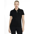 Black short-sleeved lemieux classique polo shirt with subtle embroidered logo on left chest perfect for casual wear