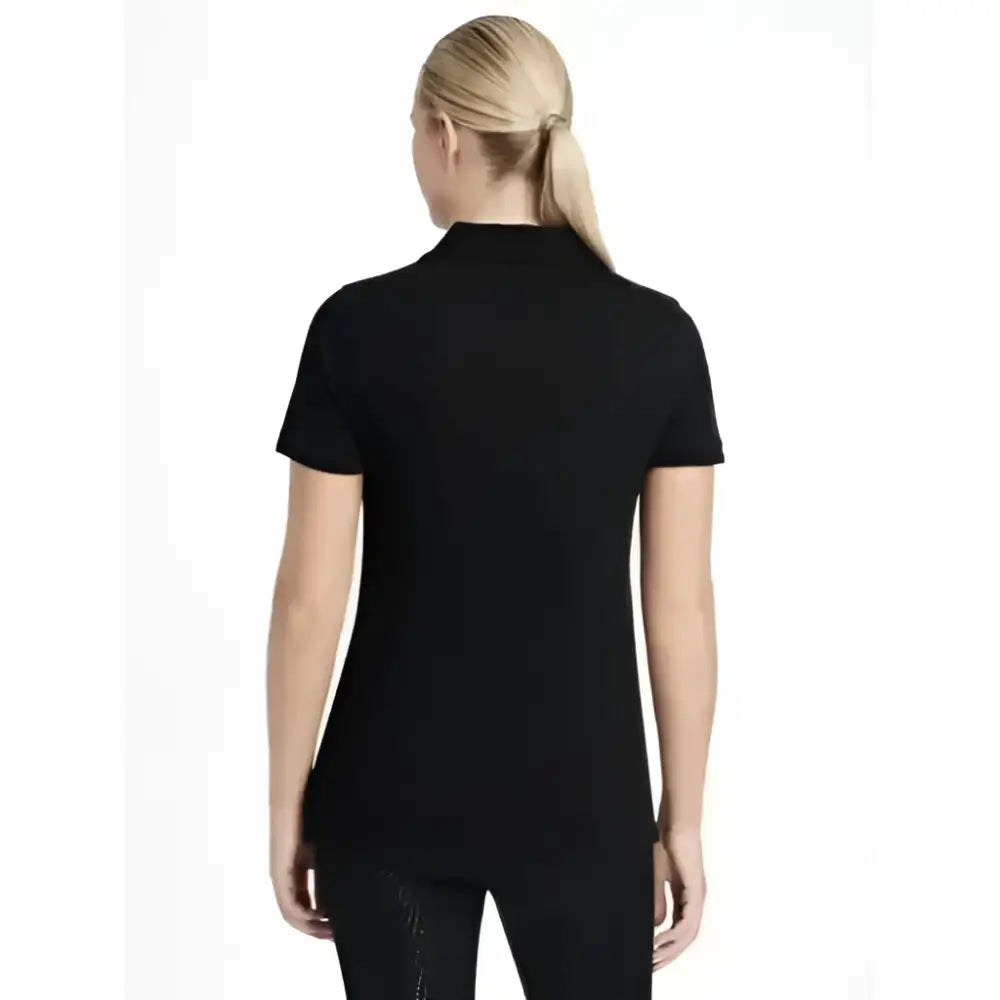 Black short-sleeved lemieux classique polo shirt with classic collar and tailored fit perfect casual wear