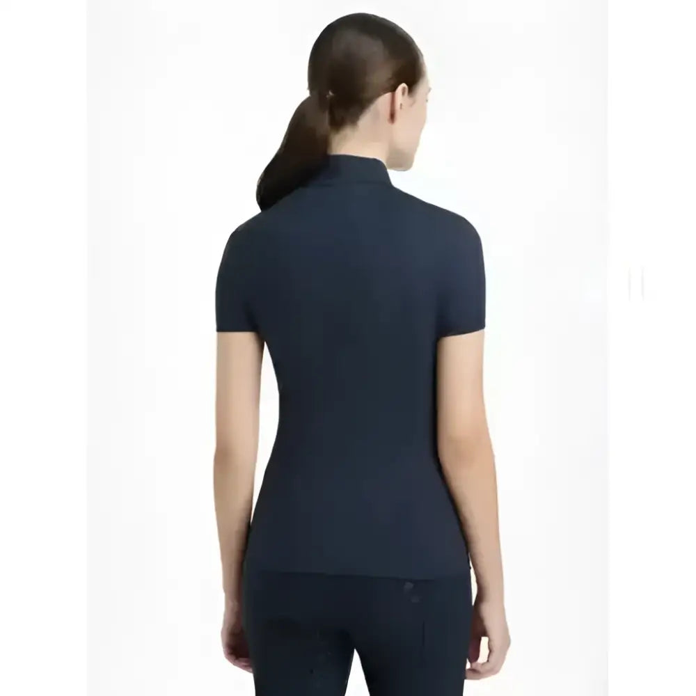 Navy blue lemieux classique classic short sleeve base layer with high collar perfect for active wear