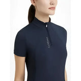 Dark navy lemieux classique polo with subtle zippered collar and embroidered logo perfect classic short sleeve base layer navy