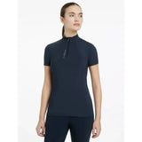 Navy blue lemieux classique performance top with half-zip collar and subtle logo perfect as a classic short sleeve base layer navy