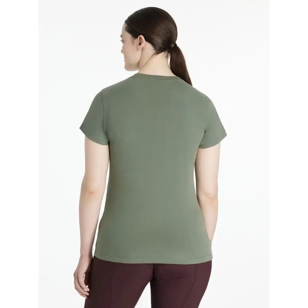 Olive green short-sleeved lemieux classique sparkle t-shirt with simple crew neck rosemary color