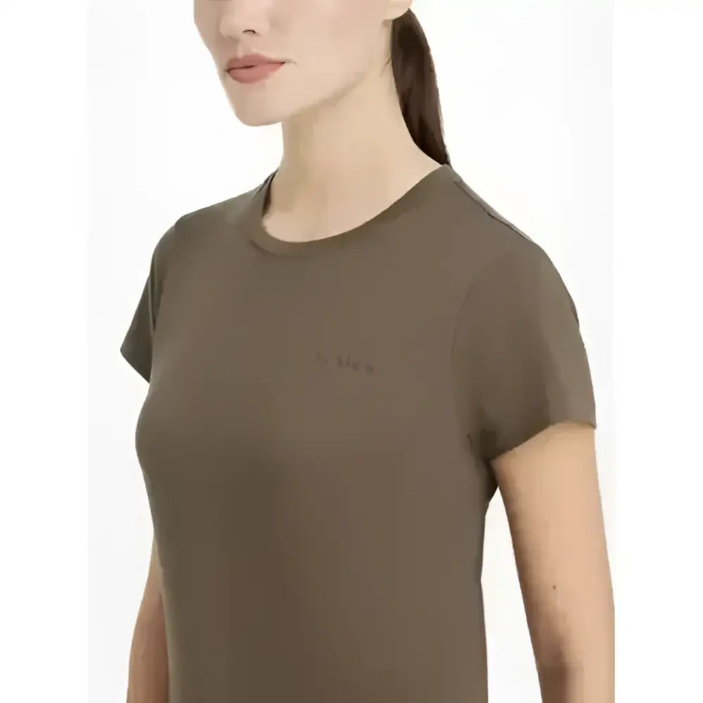 A sleek olive green lemieux classique t-shirt with a subtle embroidered logo perfect for equestrian style
