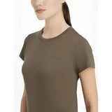 A sleek olive green lemieux classique t-shirt with a subtle embroidered logo perfect for equestrian style