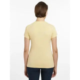 A soft pale yellow lemieux classique t-shirt with short sleeves and a simple round neckline for equestrian style