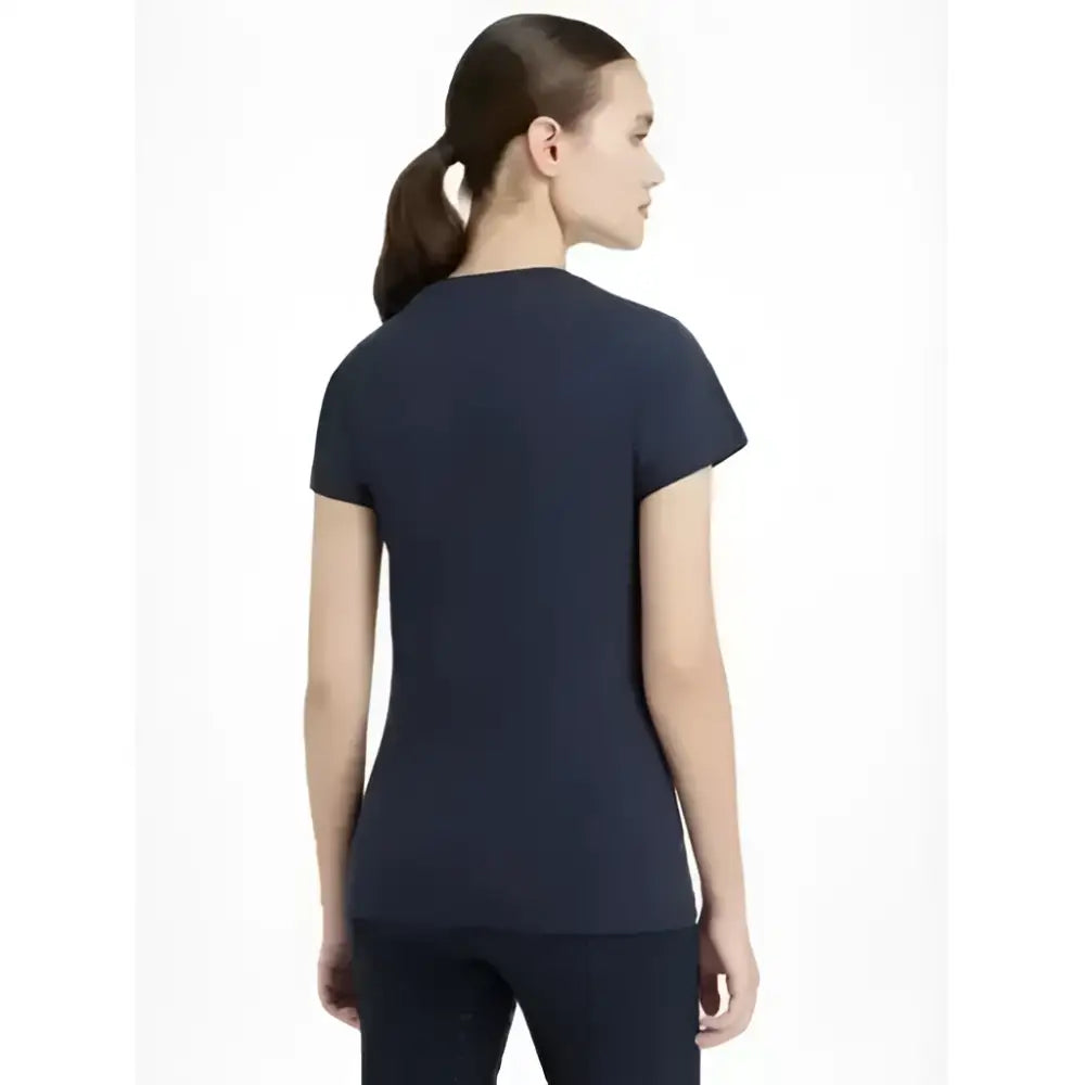 Navy blue lemieux classique t-shirt with smooth fitted fabric and simple round neckline perfect for equestrian use