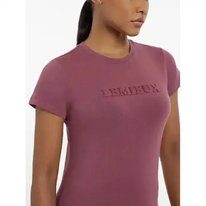 A lemieux classique t-shirt rosewood soft mauve short sleeve with a subtle textured logo perfect for equestrian use
