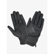 Black leather lemieux close contact glove with subtle embossed logo and adjustable wrist strap in innovative technical fabric