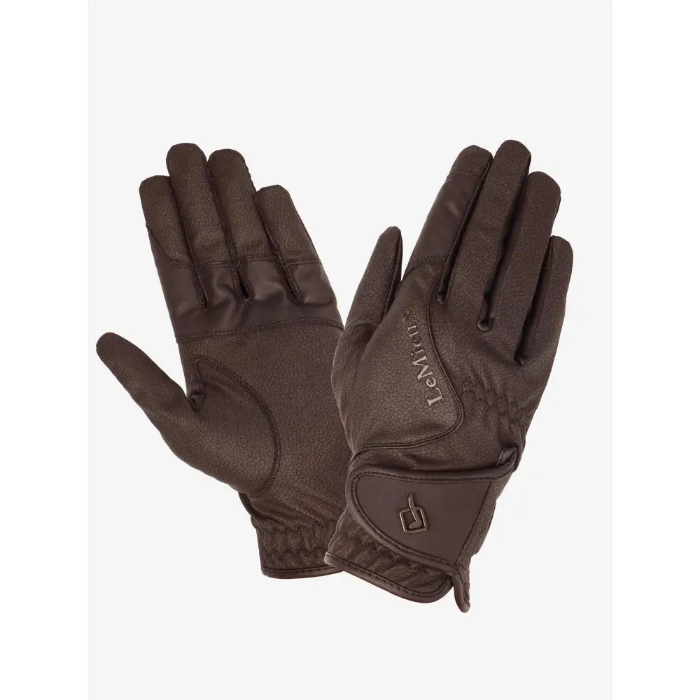 Brown leather lemieux close contact glove with subtle stitching and brand name on back in innovative technical fabric