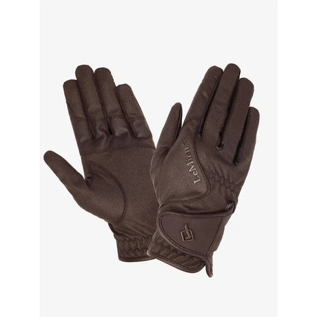 Brown leather lemieux close contact glove with subtle stitching and brand name on back in innovative technical fabric
