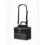 Black lemieux collapsible storage tote with gray trim and sturdy shoulder strap for easy carrying