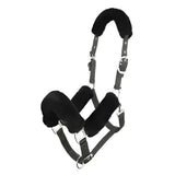 Black fleece-lined lemieux comfort headcollar with adjustable straps and metal hardware for durable use